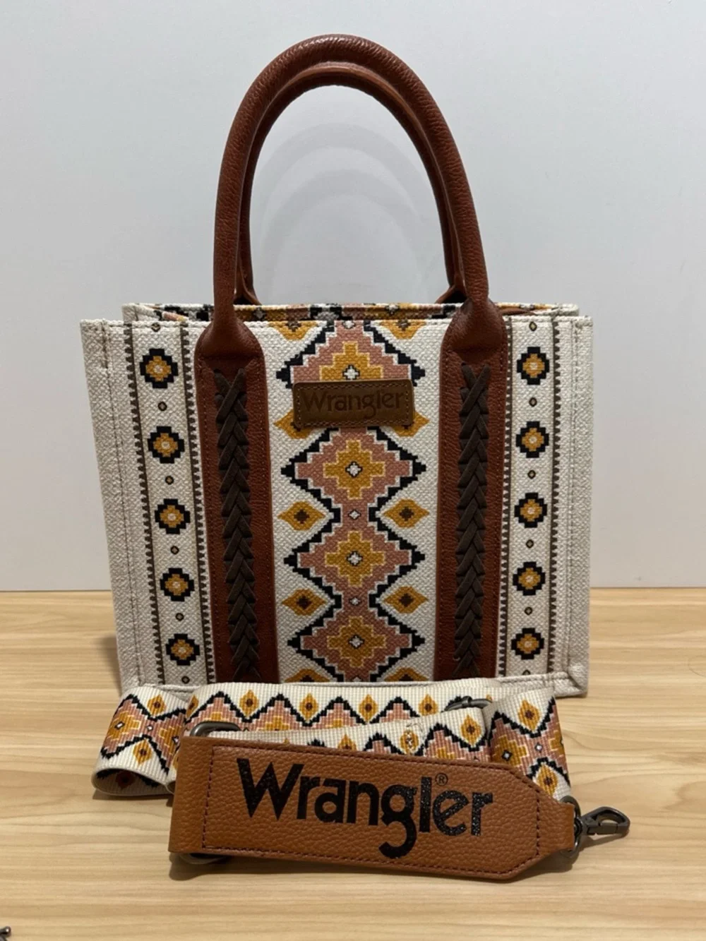 Wrangler SOUTHWEST PRINT MINI TOTE Crossbody Purse w/Strap + Mini Zip Card Case - Picture 14 of 15